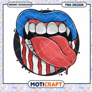 Patriotic Vampire Lips PNG Design