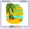 Palm Tree Beach PNG Design Instant Download