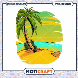 Palm Tree Beach PNG Design Instant Download