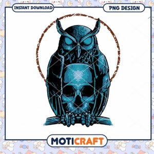 Owl and Skull PNG Design for Instant Download Art