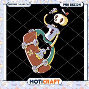 Option 1 (Focus on character) Skull Skateboarder PNG Design