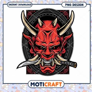 Oni Mask PNG Japanese Demon Design