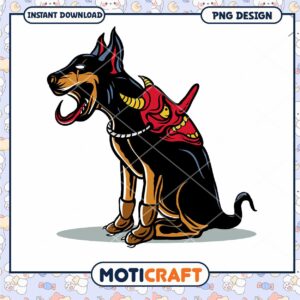 Oni Dog PNG Design Instant Download