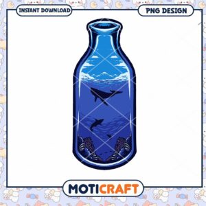 Ocean Whale Bottle PNG Design