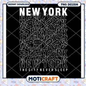 New York City Never Sleeps Text Design PNG Downloadable Art