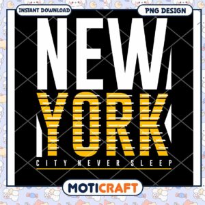 New York City Never Sleeps PNG Downloadable Design Art
