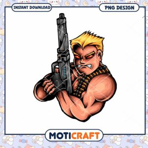 Muscle Man Gun PNG Design Instant Download