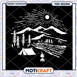 Mountain Camping PNG Design