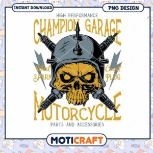 Motorcycle Skull PNG Champion Garage Design