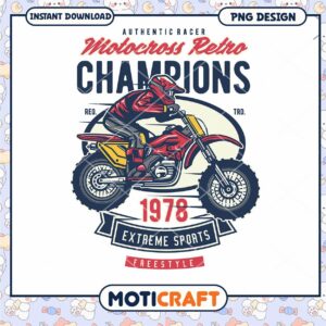 Motocross Retro Champions PNG Design