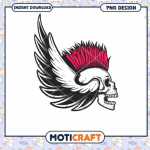 MotiCraft Skull with Wings Retro Punk Art PNG Download