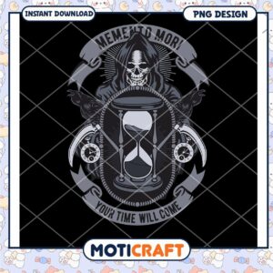 Memento Mori Skull Design PNG Art for Instant Download