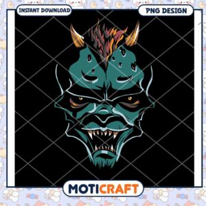 Menacing Demon Face PNG Design for Instant Download Art