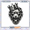 Majestic Lion Head PNG Design with Crown Instant Download