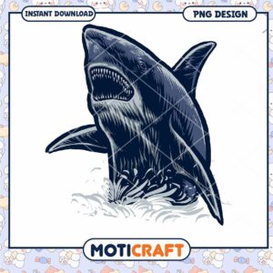 Majestic Shark PNG Design for Instant Download Artwork