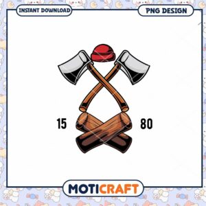 Lumberjack Axes and Logs PNG Clipart for Digital Use