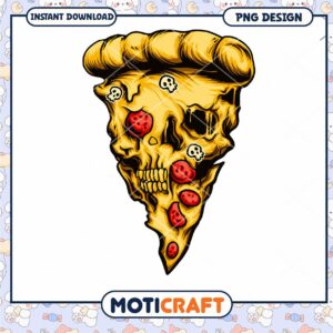 Skull Pizza PNG Design Instant Download