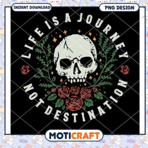 Life is a Journey Not Destination Skull PNG Design Download