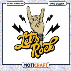 Let's Rock Hand Sign PNG Design for Music Lovers