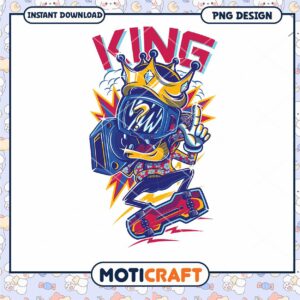 King Skateboarder PNG Design