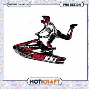 Jetski Rider PNG Design Instant Download