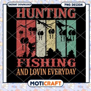 Hunting Fishing Retro PNG Design