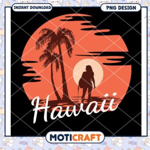 Hawaii Sunset PNG Design Girl Silhouette