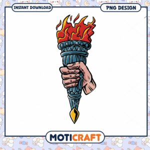 Hand Holding Flaming Torch PNG