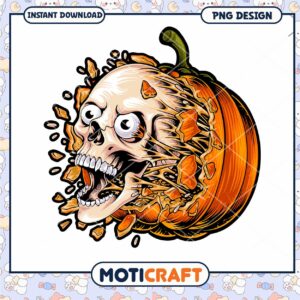 Halloween Skull Pumpkin PNG Design