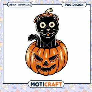 Halloween Cat Pumpkin PNG Design