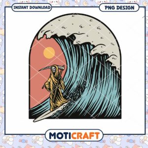 Grim Reaper Surfing PNG Design