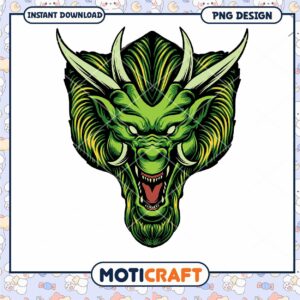 Green Dragon Head PNG Design
