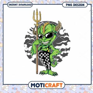 Green Cartoon Monster PNG Design for Instant Download Art