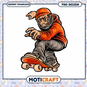 Gorilla Skateboarder PNG Design