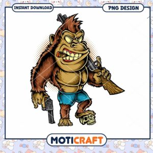 Gorilla PNG Thug Ape with Gun