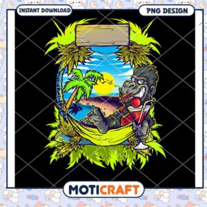 Gorilla Beach PNG Design Instant Download