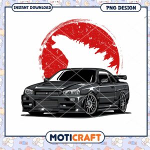 Godzilla R34 Skyline PNG Design