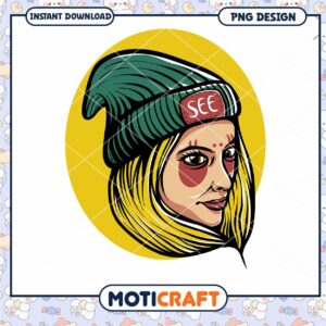 Girl in Beanie PNG Design Instant Download
