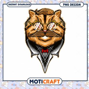 Gentleman Cat PNG Design Download