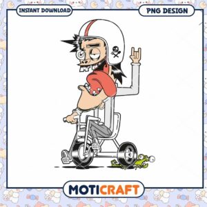 Funny Tricycle Rider PNG Design Instant Download