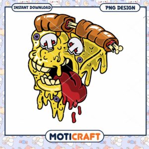 Funny Melting Cheese Monster Cartoon PNG Instant Download