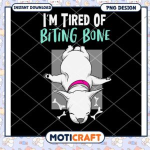 Funny Dog Tired of Biting Bone PNG Graphic Download