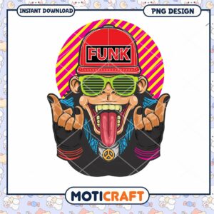 Funky Monkey PNG Design Instant Download