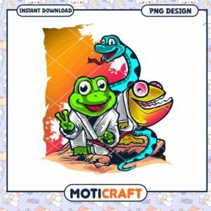 Frog Karate PNG Design Instant Download