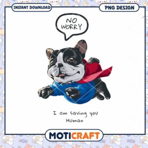 French Bulldog Superhero PNG Design