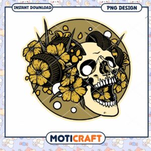 Floral Skull PNG Design