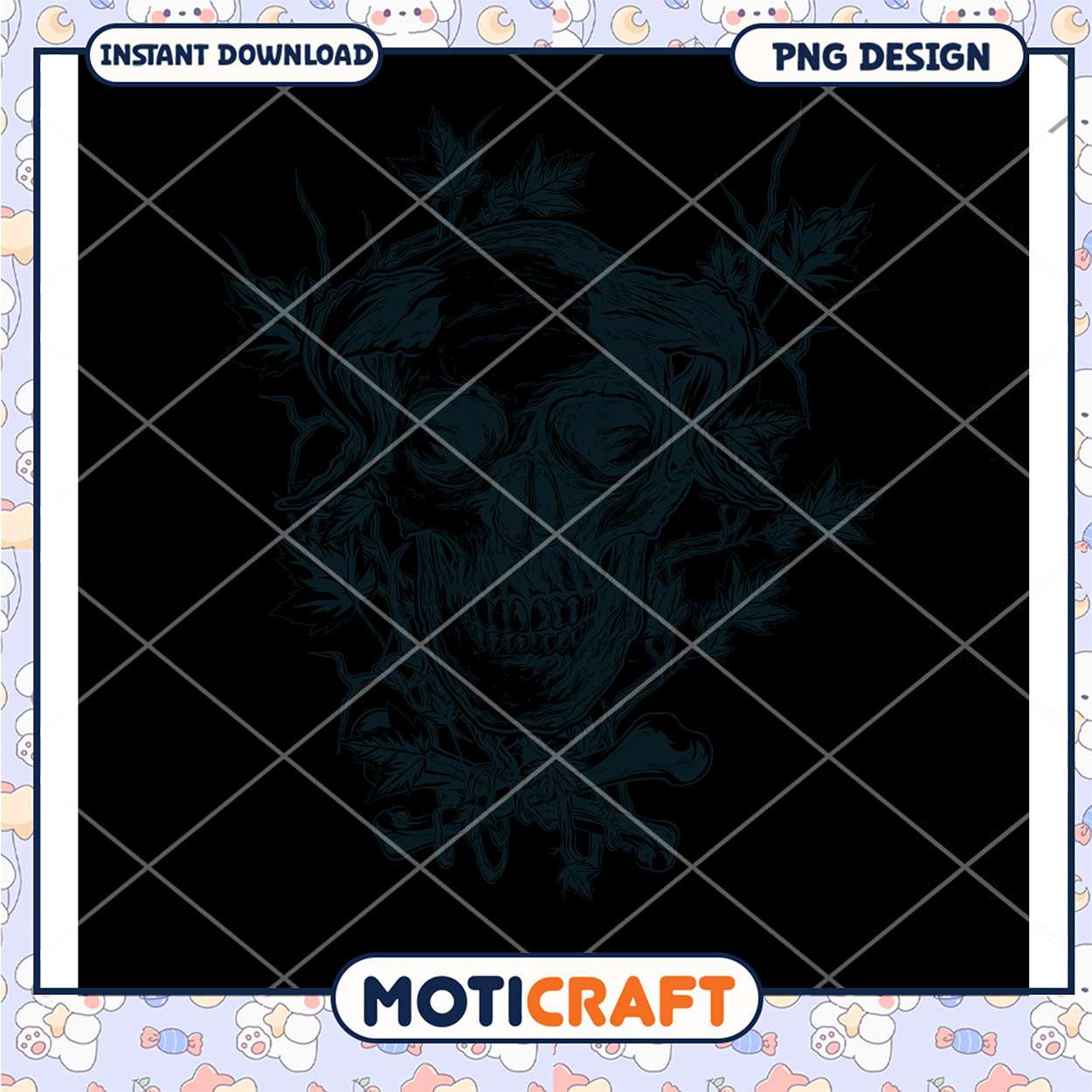 Floral Skull PNG Design Instant Download Floral Skull PNG Design Instant Download