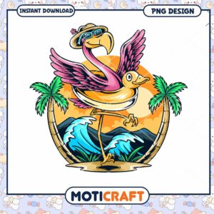 Flamingo Beach PNG Design Instant Download