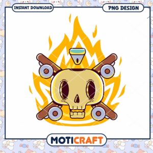 Flaming Skull Skateboard PNG Design