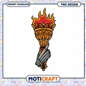 Flaming Torch PNG Design Instant Download